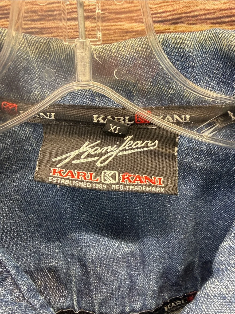 ⭐️Rare Vtg Karl Kani spellout denim jacket SZ XL